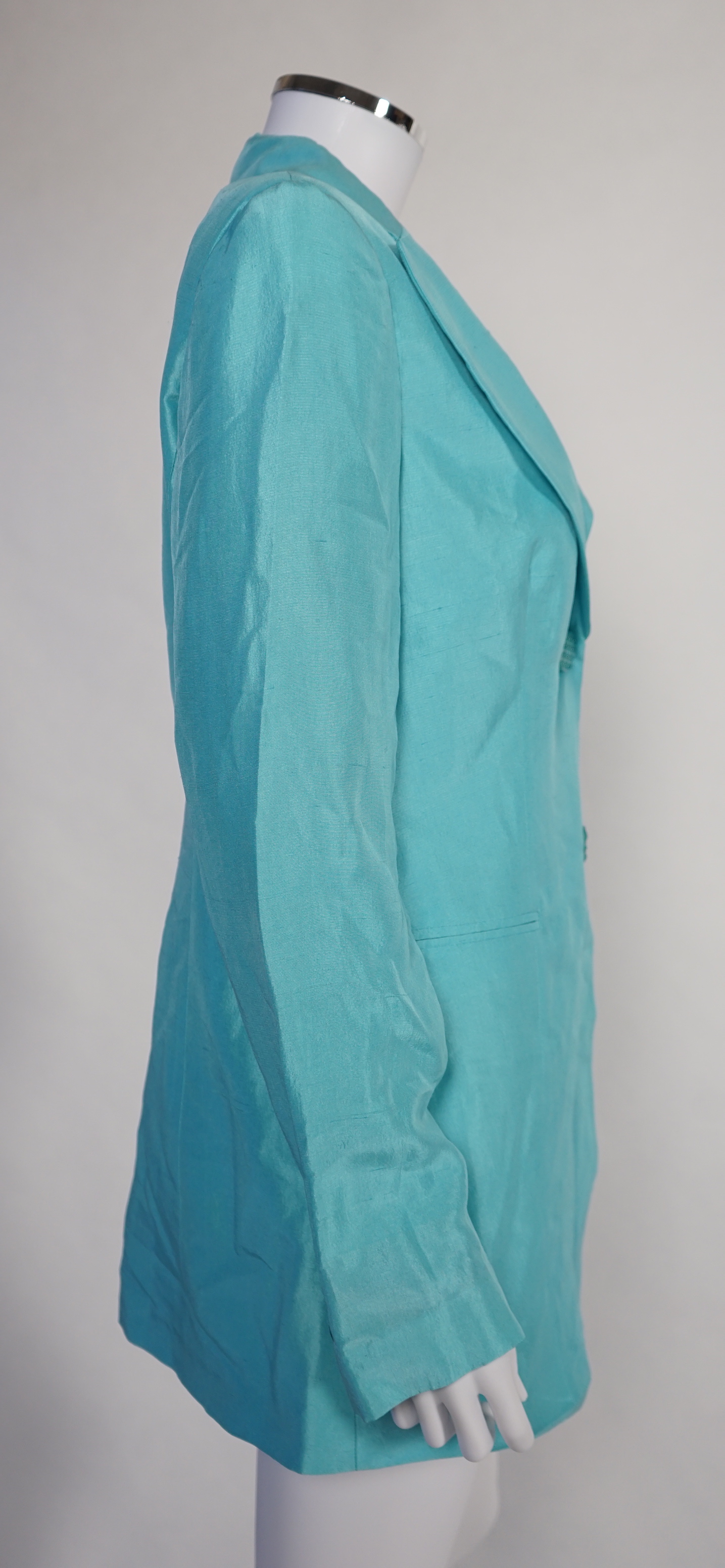 Four Emporio Armani lady's jackets, light blue silk size EU 46, all the others size EU 44